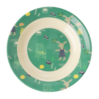 Green Bunny Rabbit Print Kids Melamine Bowl By Rice DK